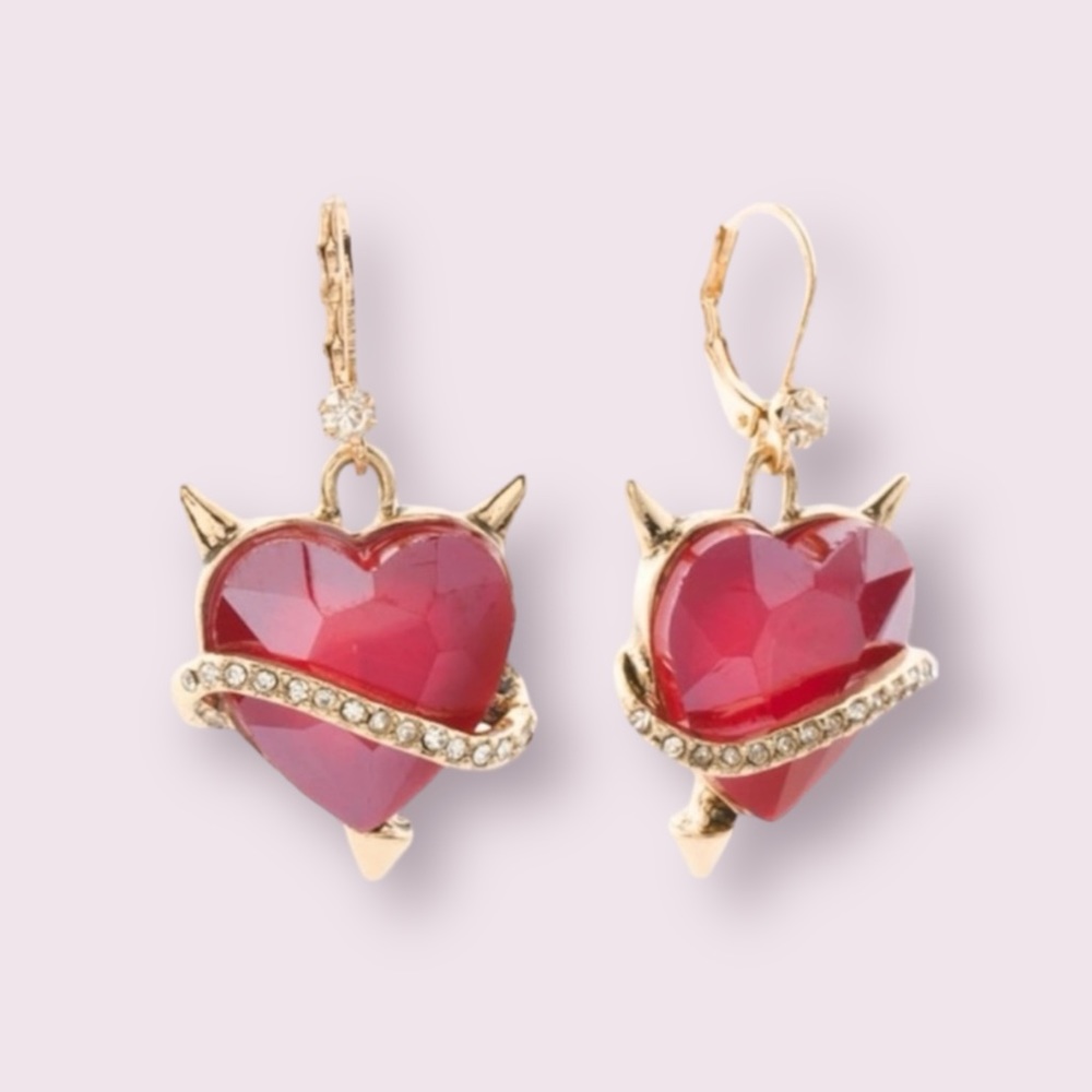 Betsey Johnson Devil Heart Drop Earrings